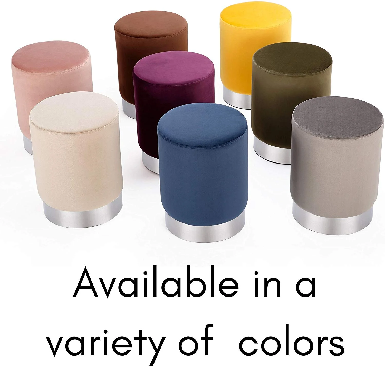 BirdRock Home Round Velvet Ottoman Foot Stool - Taupe