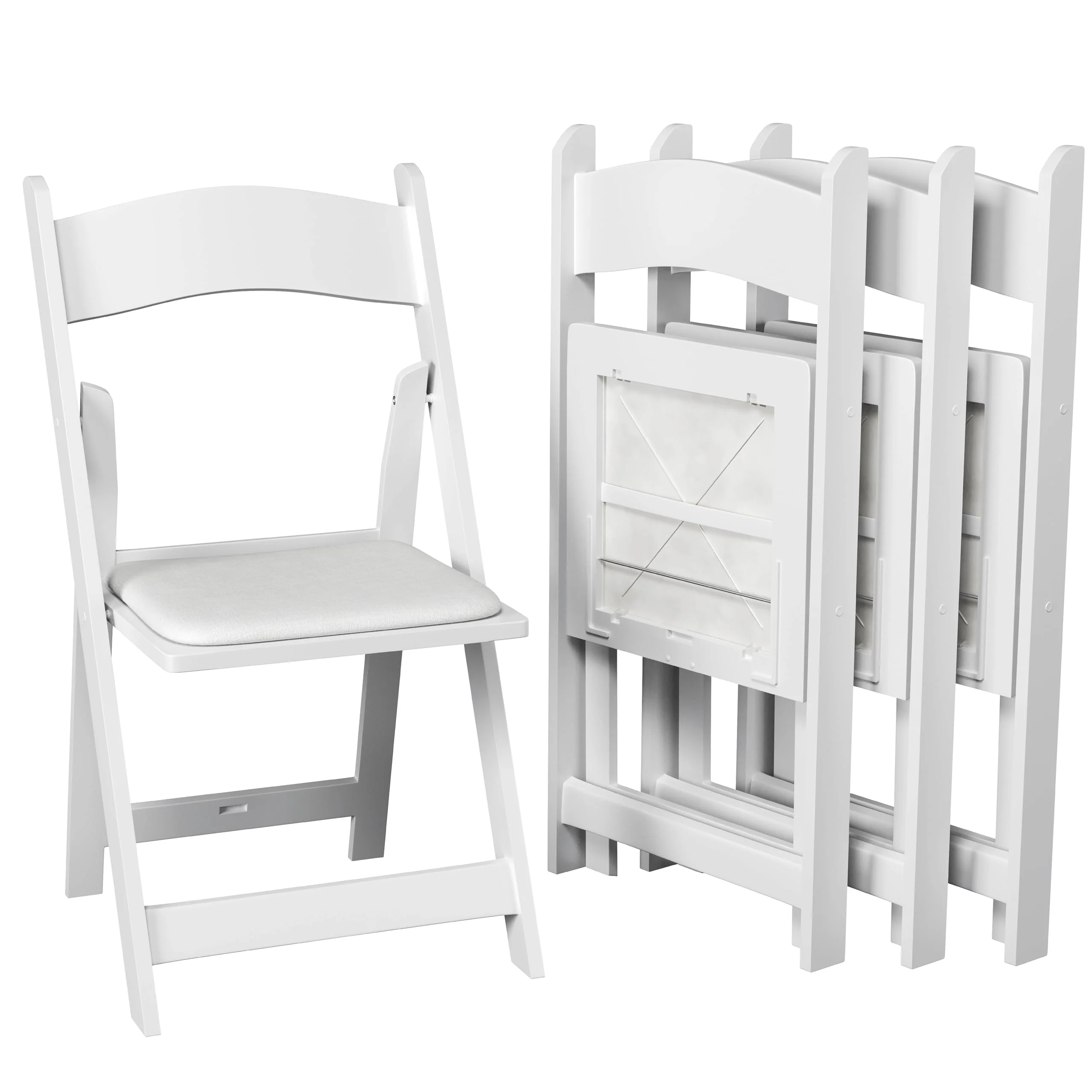 Simplex Furniture Resin Stackable Chairs Indoor & Outdoor White Folding Chairs, 4-Pack