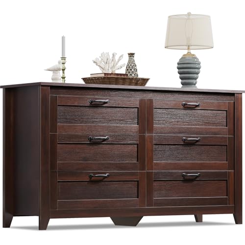 WLIVE Wood Dresser for Bedroom with 4 Drawers, Tall Dresser with Sturdy Metal Frame, Wooden Chest of Drawers for Hallway, Living Room, Closet, Brown Oak