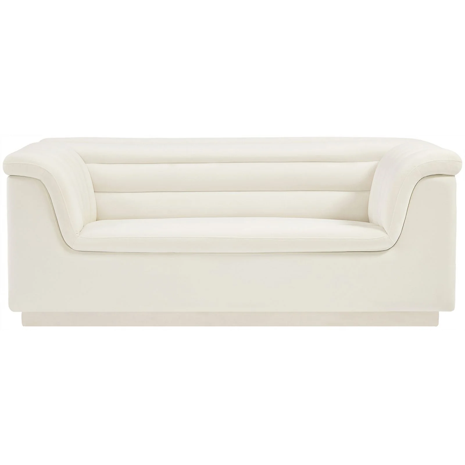 Meridian Furniture Cascade Cream Velvet Fabric Loveseat