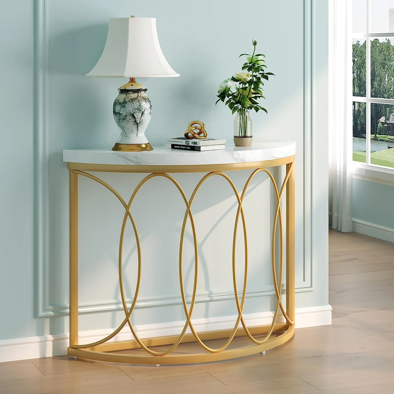 Tribesigns Half Moon Gold Console Table, 43