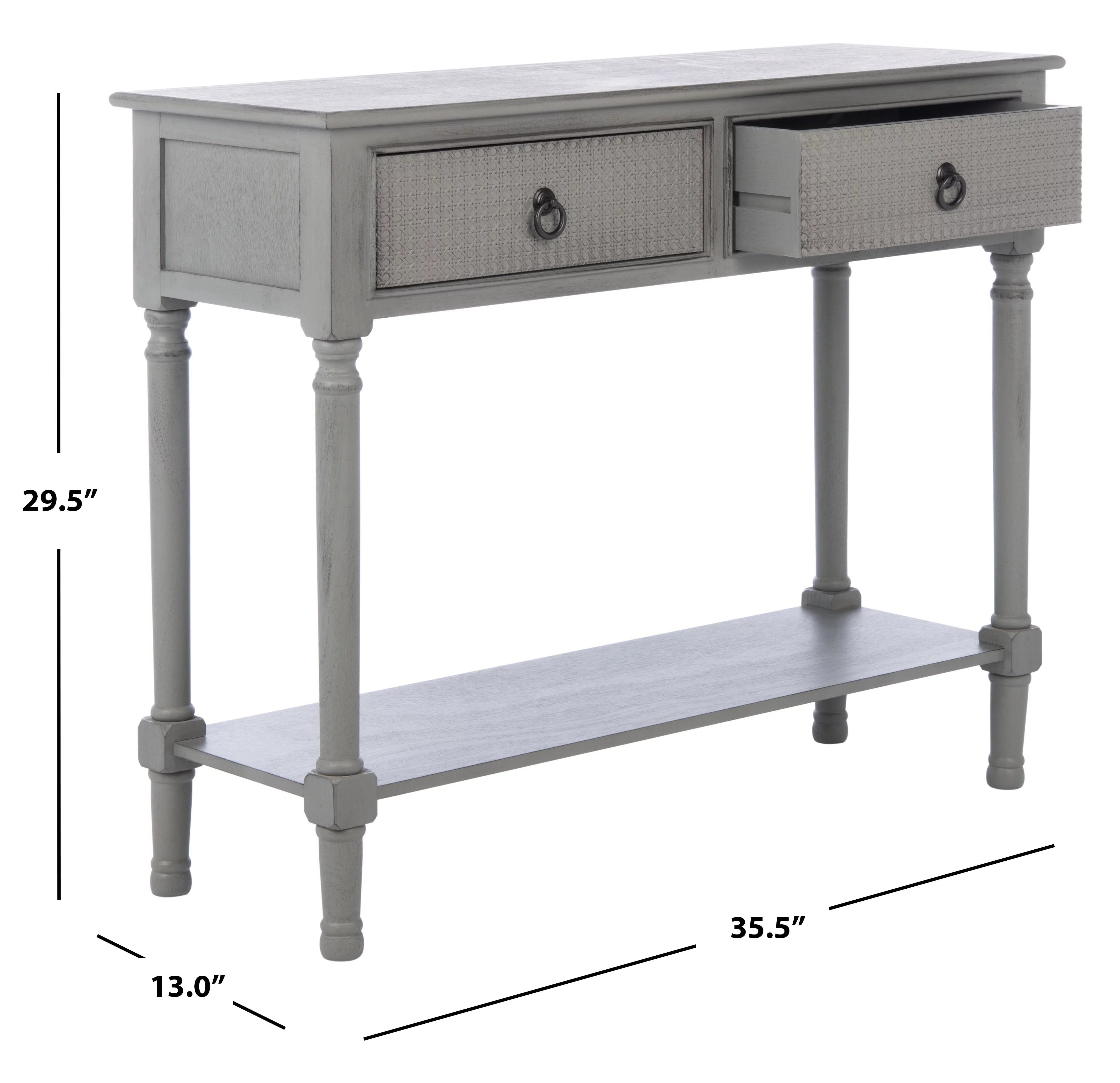 SAFAVIEH Haines Modern 2 Drawer Console Table, Distressed Grey