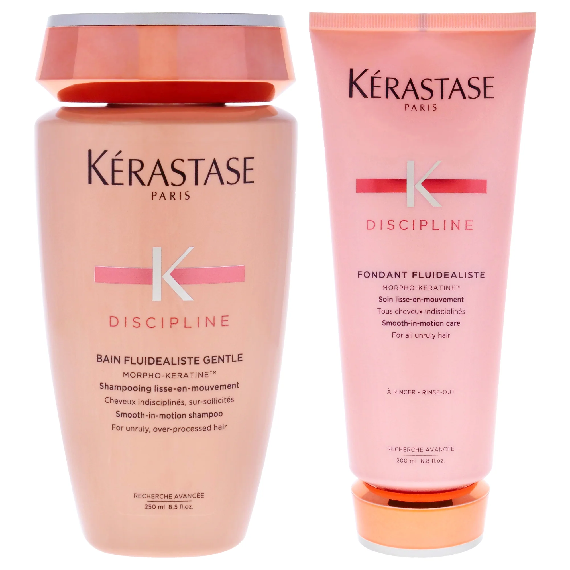 Discipline Kit by by Kerastase for Unisex - 2 Pc Kit 8.5oz Discipline Bain Fluidealiste No Sulfates Smooth-in-Motion Shampoo, 6.8oz Discipline Fondant Fluidealiste Smooth-in-Motion Care