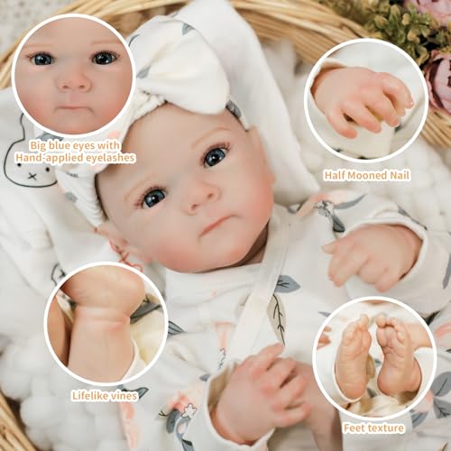 Lifelike Reborn Baby Dolls - 20Inch Soft Vinyl Realistic Newborn Baby Dolls Poseable Real Life Baby Girls Dolls with Doll Accessories and Gift Box for 3+ Year Old Girls Kids