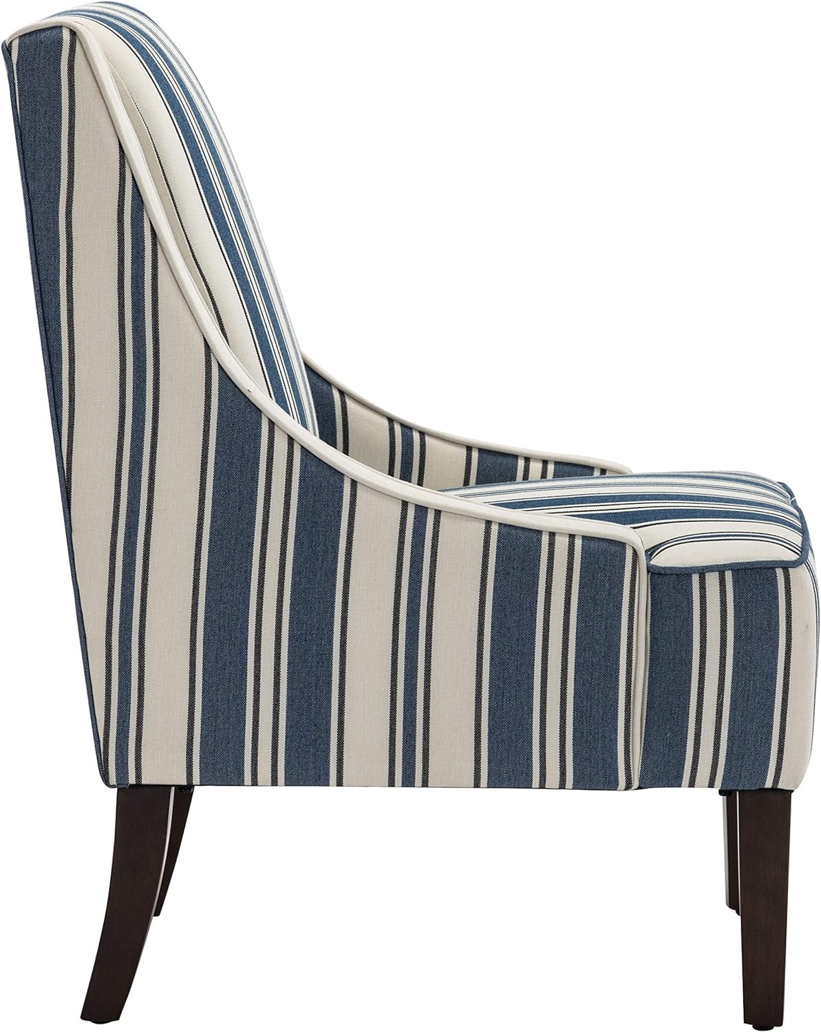 Swoop Arm Fabric Accent Chair, Navy Double Stripe
