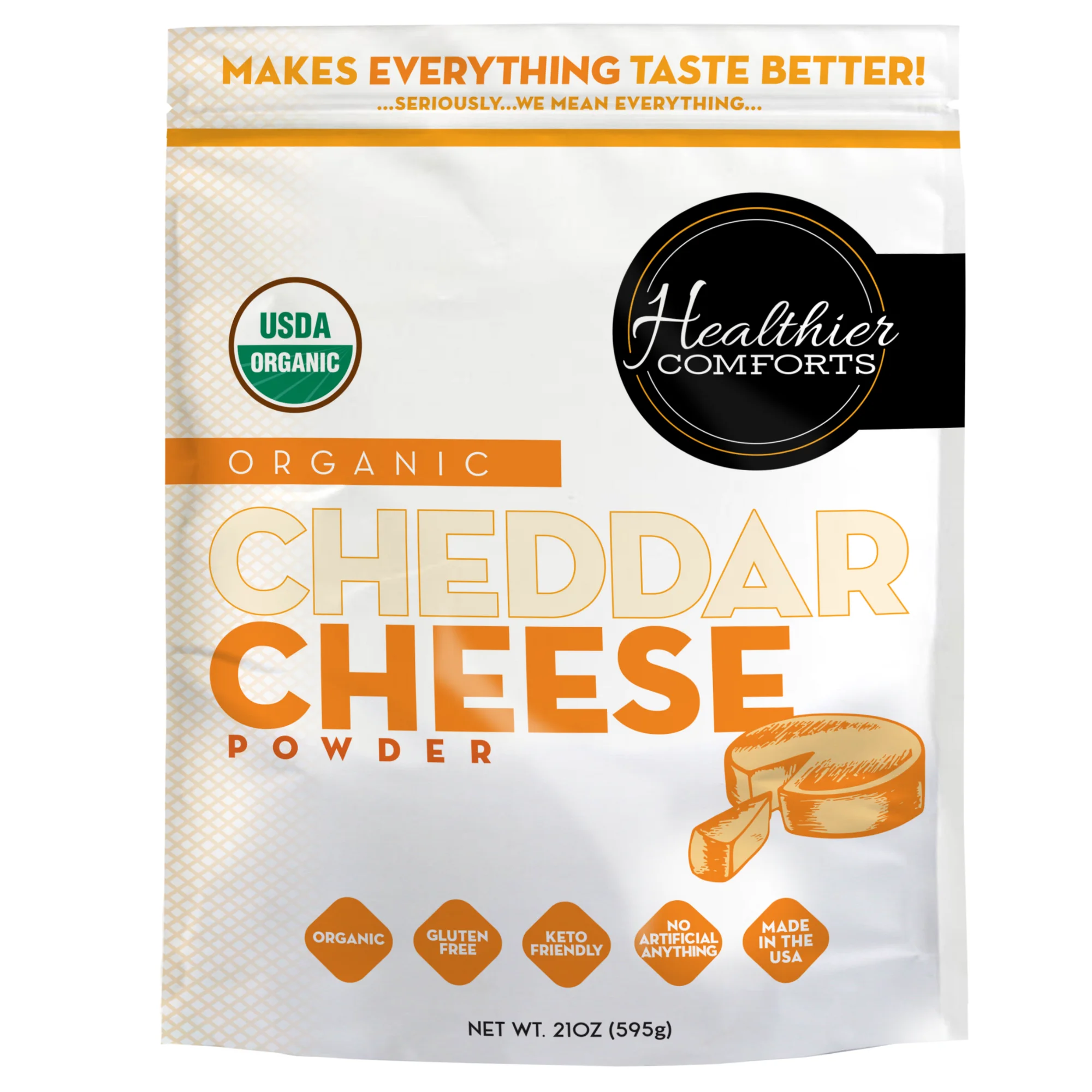 Healthier Comforts Organic Cheddar Cheese Powder 21oz