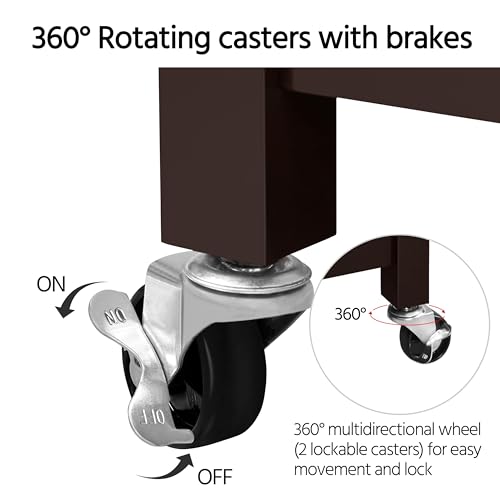 Yaheetech Kitchen Island Cart on Wheels with Bamboo Tabletop, 3-Tier Rolling Kitchen Island Microwave Cart with Drawer, Detachable Towel, 3 Hooks, 17