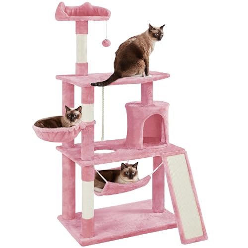 Yaheetech 63.5in Multi-Level Cat Tree Tower Condo with Scratching Posts, Platform & Hammock, Cat Activity Center Play Furniture for Kittens, Cats, and Pets