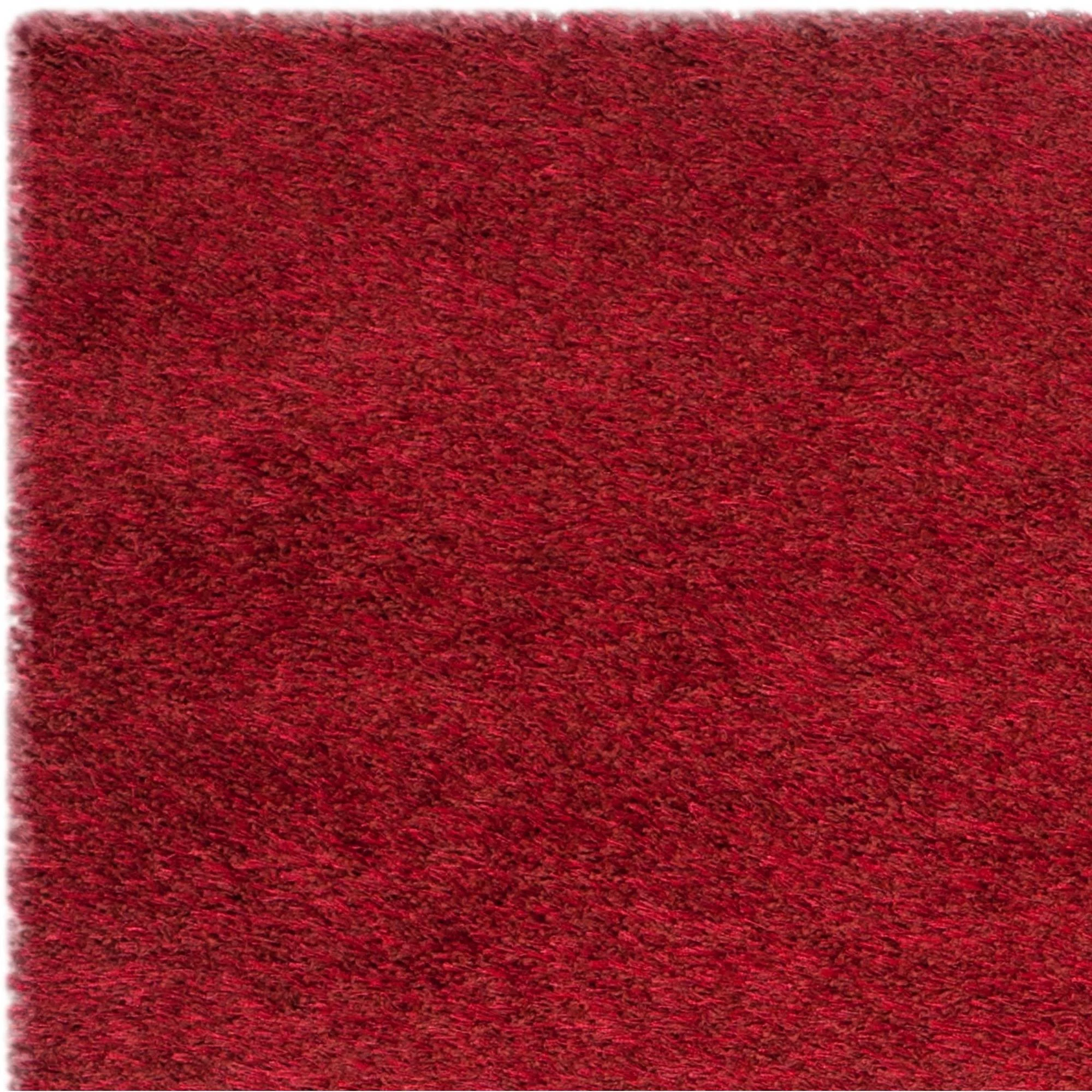 SAFAVIEH Charlotte Solid Plush Shag Area Rug, Red, 5'1