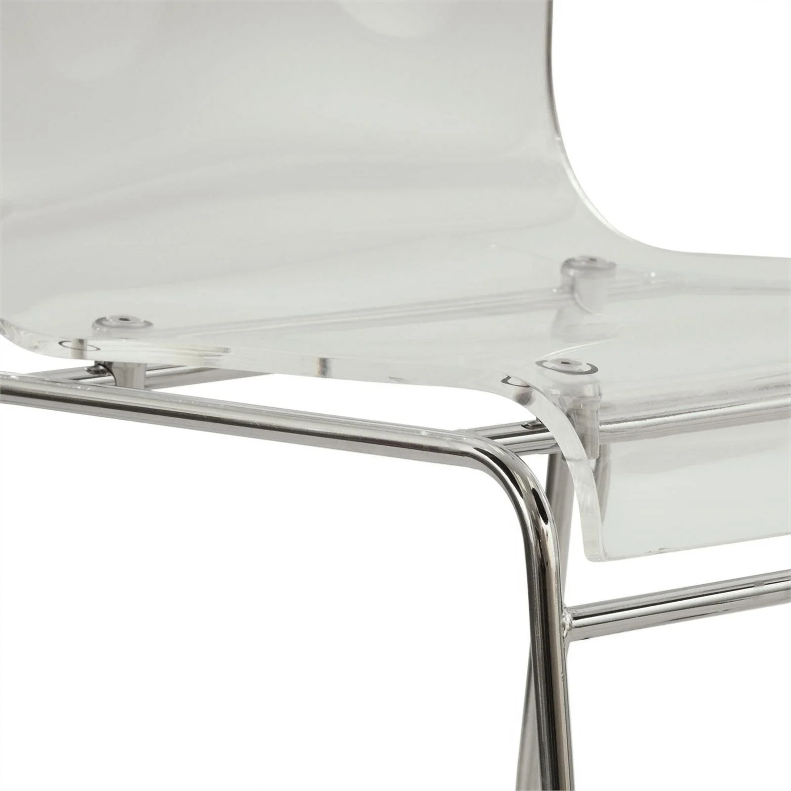 Pemberly Row Modern Acrylic Chrome Base Clear Dining Side Chair Set of 2