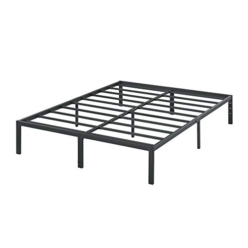 PrimaSleep 18 Inch Tall Heavy Duty Steel Slat Bed Frame/Anti-Slip Support/Easy Assembly Mattress Foundation/No Noise/No Box Spring Needed/Full/Black
