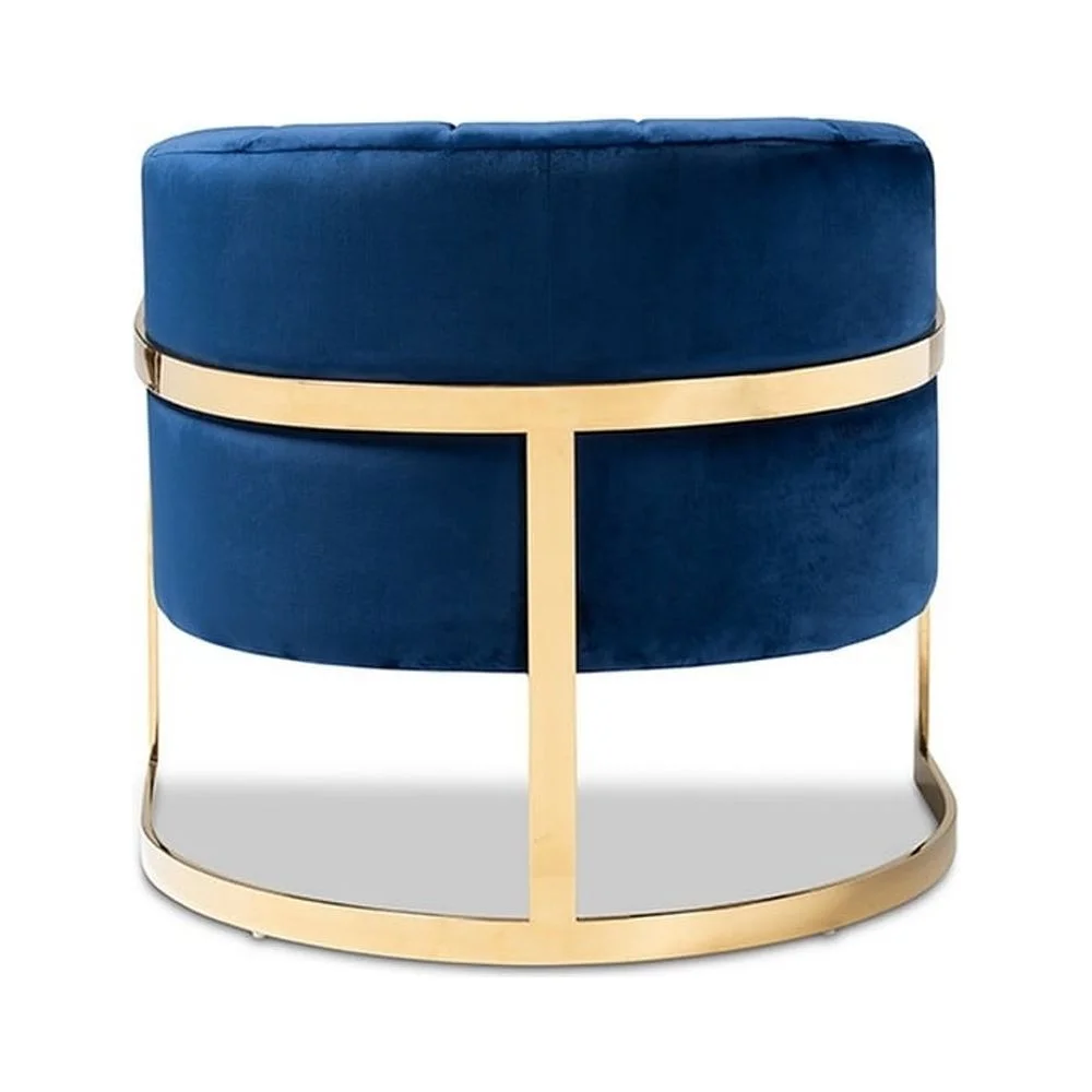 Baxton Studio Tomasso Glam Royal Blue Velvet Fabric Upholstered Gold-Finished Lounge Chair