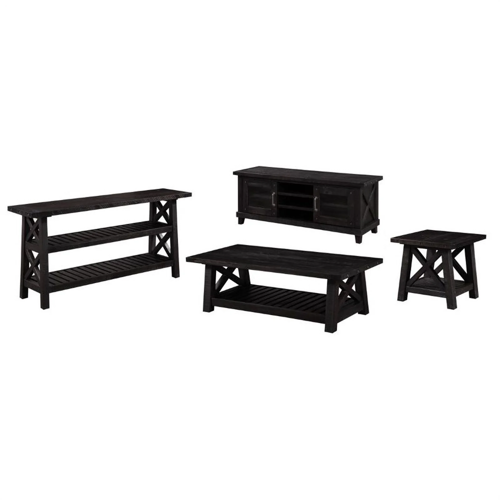 Bowery Hill Modern styled Black Finish Solid Wood Side Table