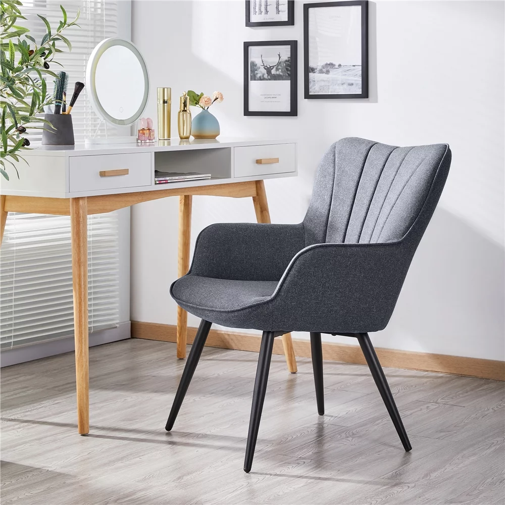 SmileMart Upholstered Fabric Wingback Armchair for Living Room, Gray