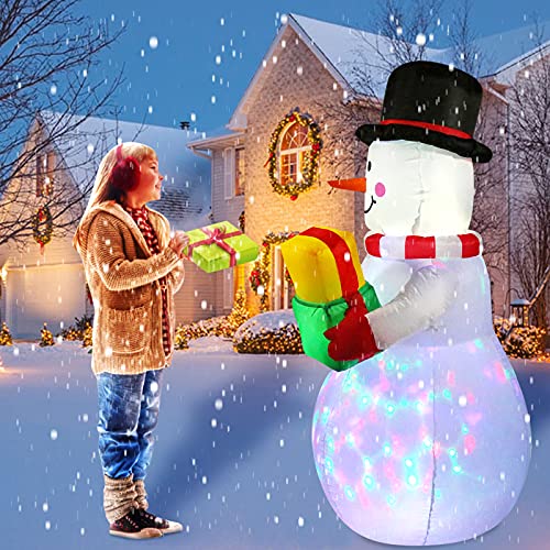 5ft Inflatable Snowman, Christmas Outdoor Decorations Inflatables with Built-in Rotating LED Lights 5 Feet Blow Up Snow Man for Yard Garden Lawn Indoor Outdoor