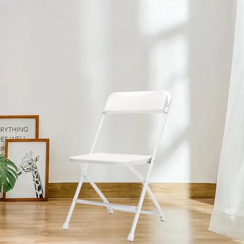 1 Pack White Folding Chair,Heavy Duty Plastic Stackable Chairs for Indoor Outdoor Use,350lb Capacity Portable Event Chairs with Steel Frame - Wedding Party Office Dining(No Assembly Required)
