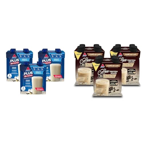 Atkins Creamy Milk Chocolate PLUS Protein Shake, 30g Protein, 7g Fiber, 2g Net Carb, 1g Sugar, Keto Friendly, Low Carb, High Protein Drink, 12 Count