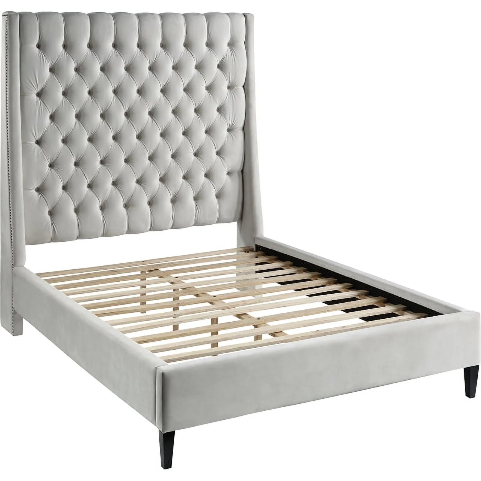 Meridian Furniture Fritz Cream Velvet Queen Bed