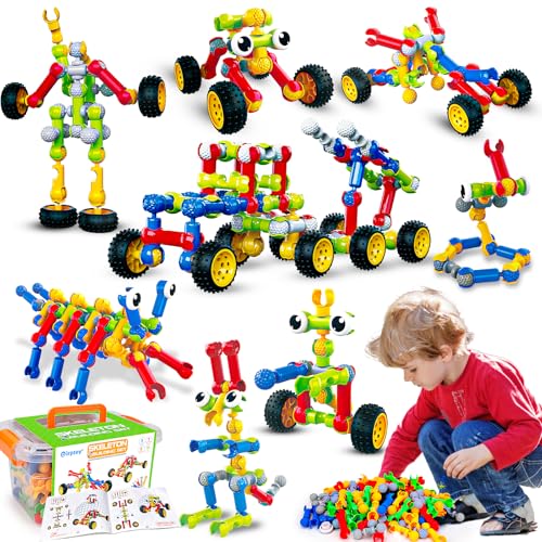 Kids STEM Building Toys for 3 4 5 6 7 8+ Year Old Boy Girl Birthday Gift, 125 Pcs Preschool Classroom Educational Building Blocks Stem Kits Activities Ages 3-5 4-8 5-7 6-8 Engineering Creative Games
