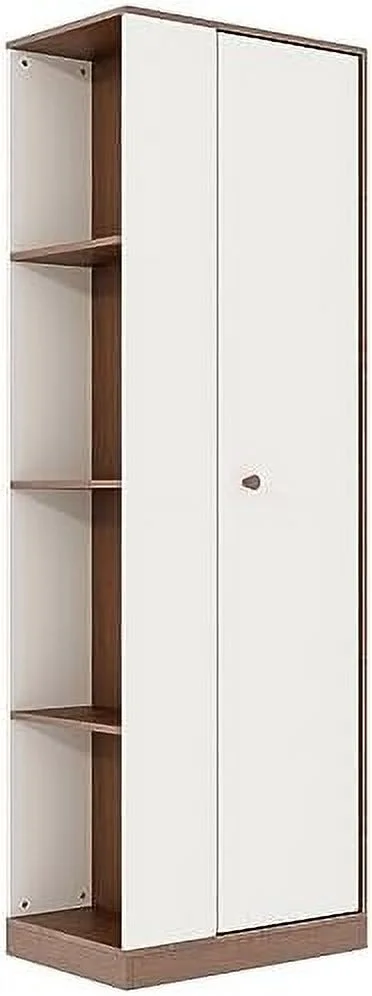 KHBIULIFE Modern Wardrobe  Bedroom Armoires with Spacious and Versatile Efficient   Walnut Colored Floor  Cabinet with Hangers  Easy Installation  Dimensions  16" D x 24" W x 71&#