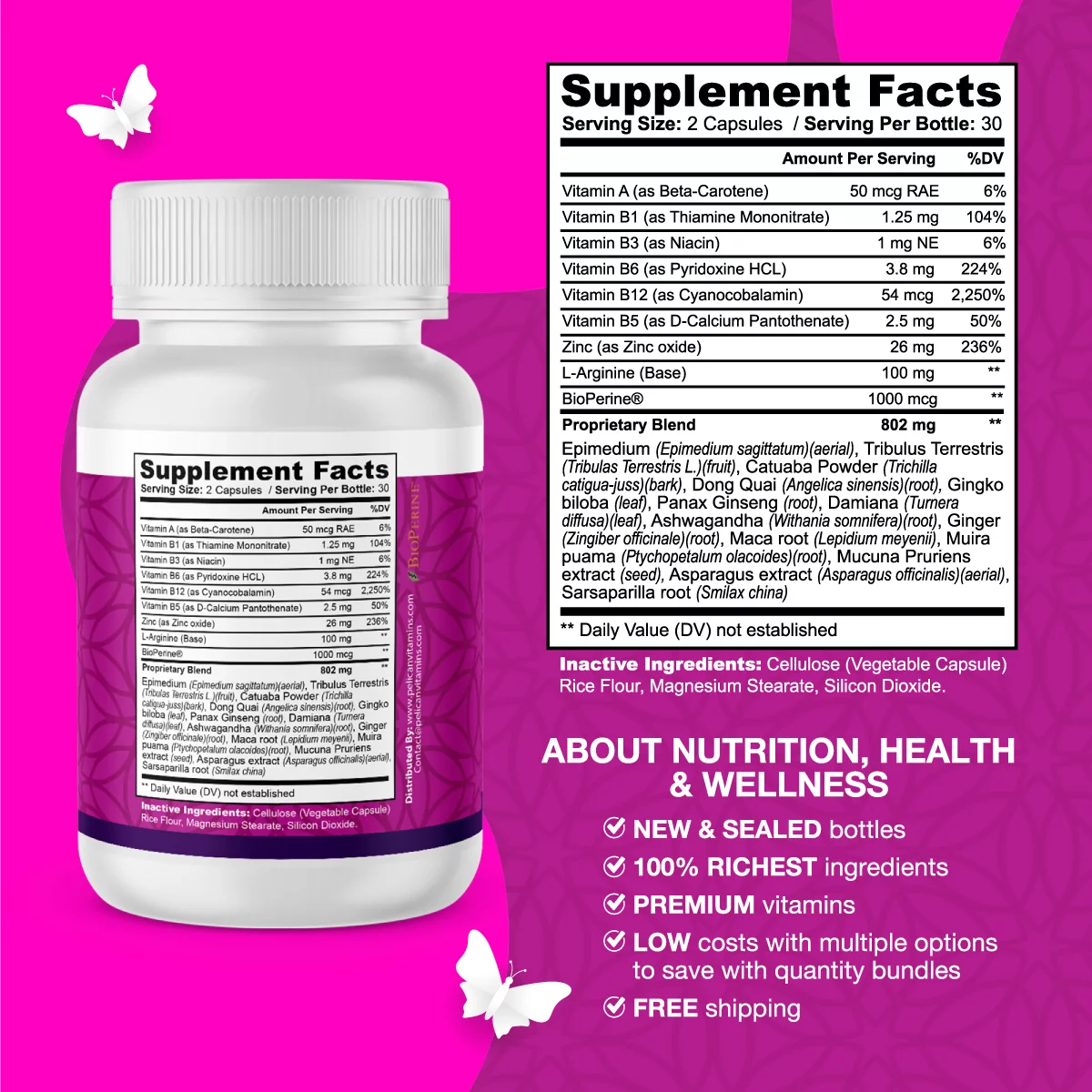 Female Enhancement-Arousal,Pleasure/Energy-60 Capsules-Pelican Vitamins