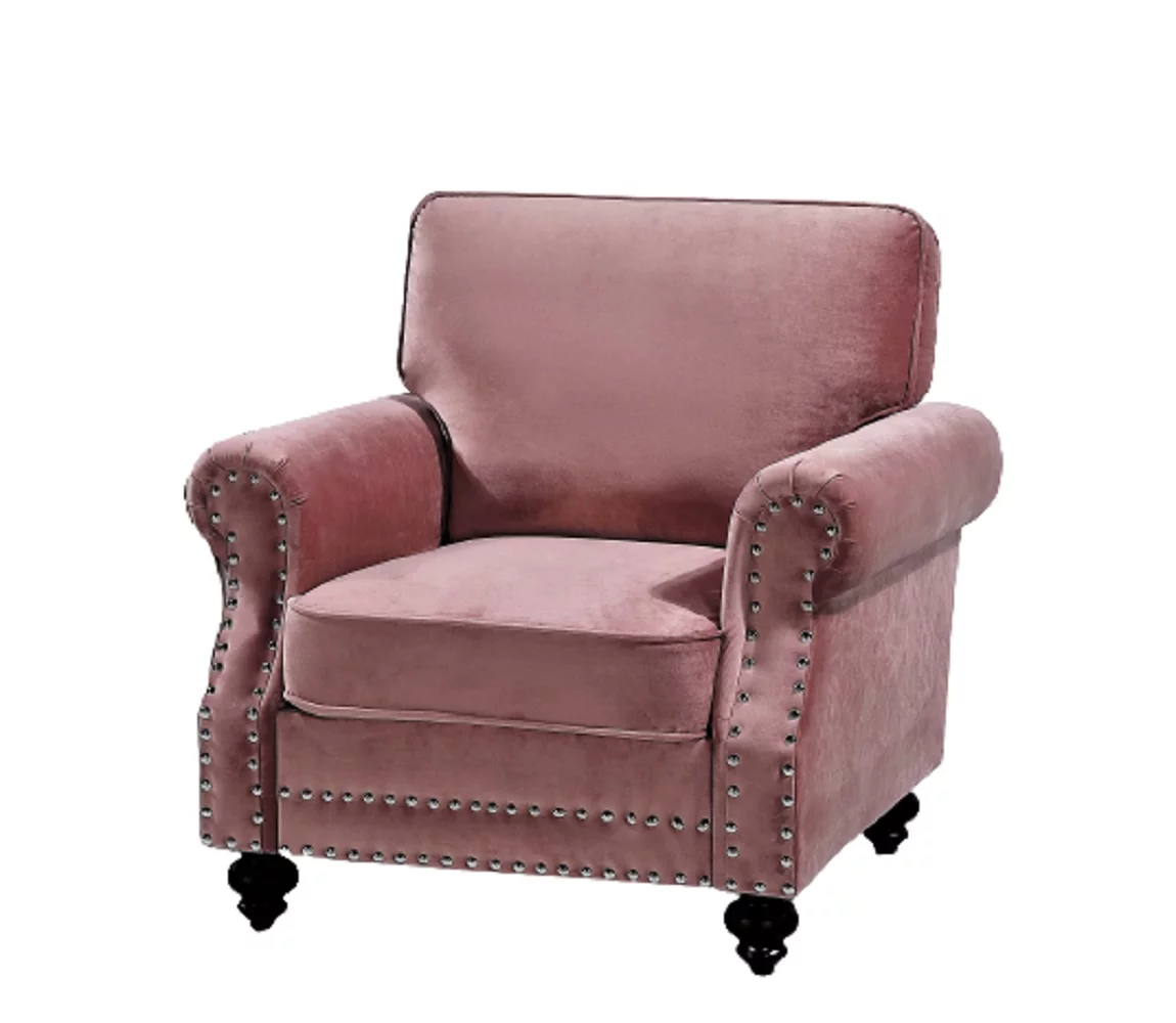 Uspridefurniture Feingold velvet 37.8'' Wide Tufted Armchair - Pink