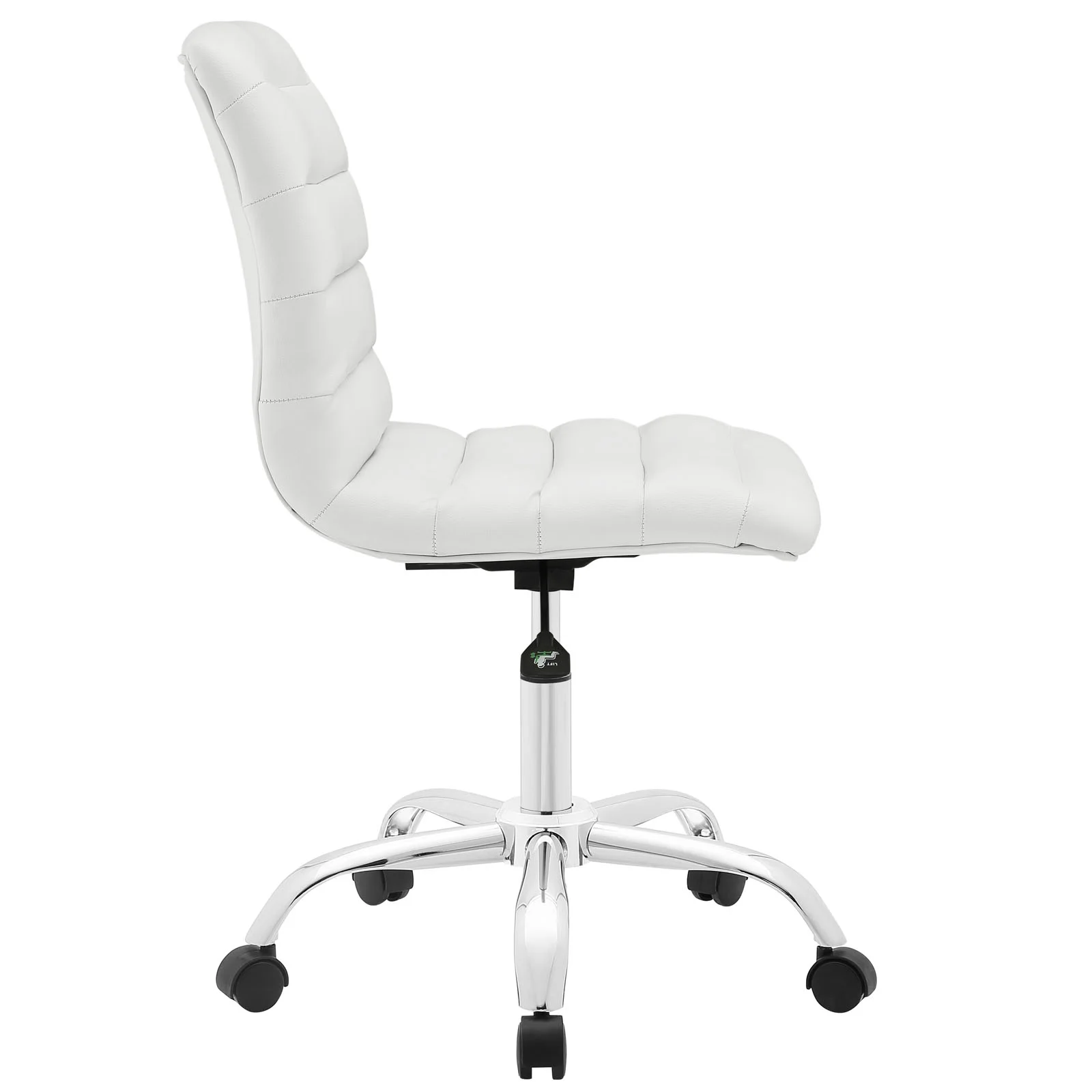 Modern Contemporary Office Chair, White Faux Leather