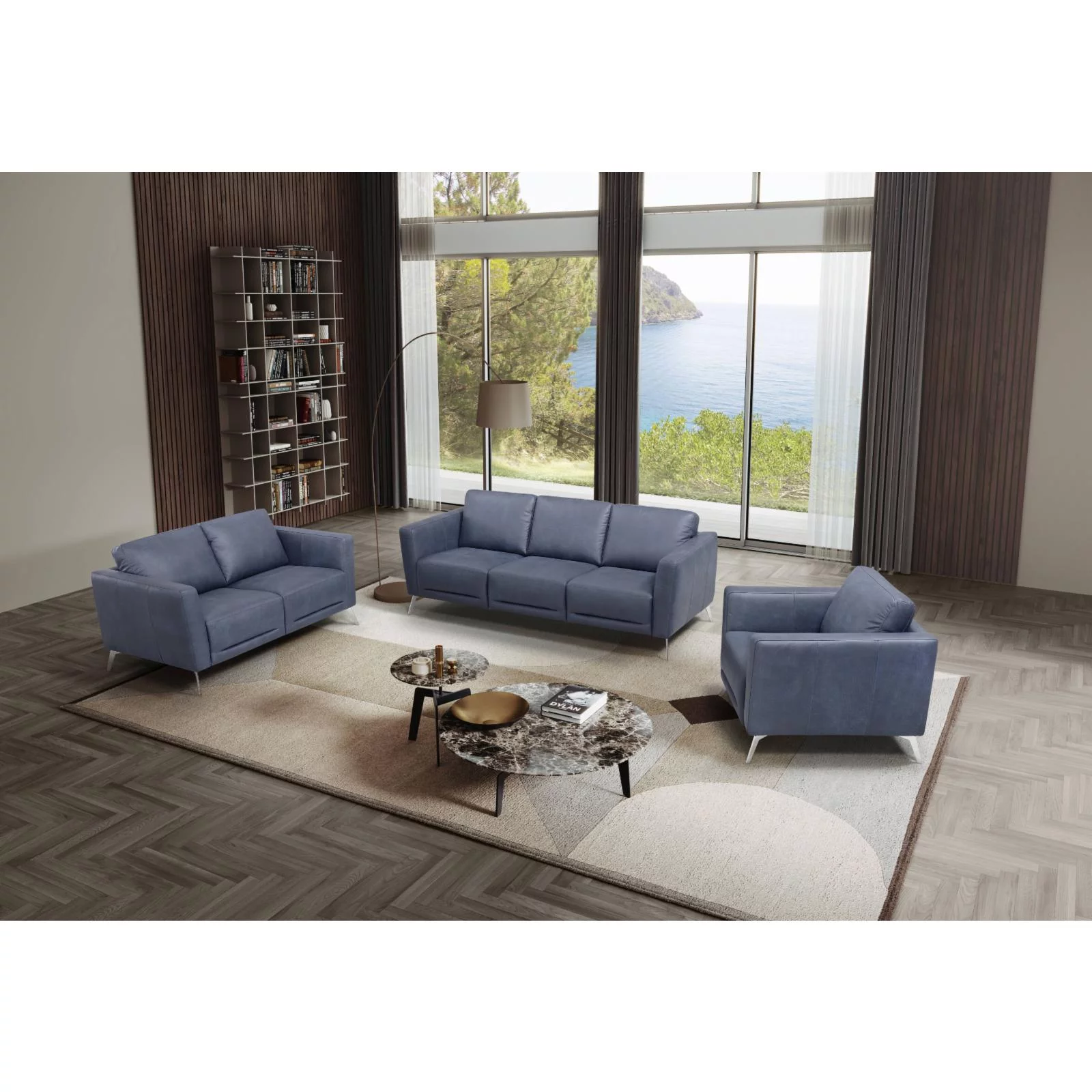 LV00212 - Sofa , Blue Leather - Astonic
