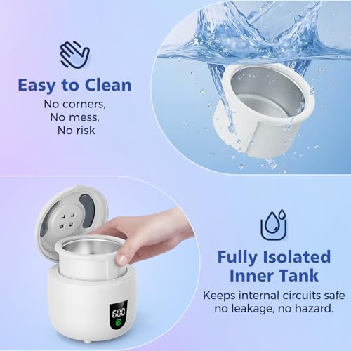 New Ultrasonic Retainer Cleaner Machine with Removable Inner Tank for Aligners, Mouth Guards, Jewelry – 180ml Capacity, 45kHz Ultrasonic Cleaner, 3 Modes, Digital Timer, Smart Pause & Quiet to 30dB