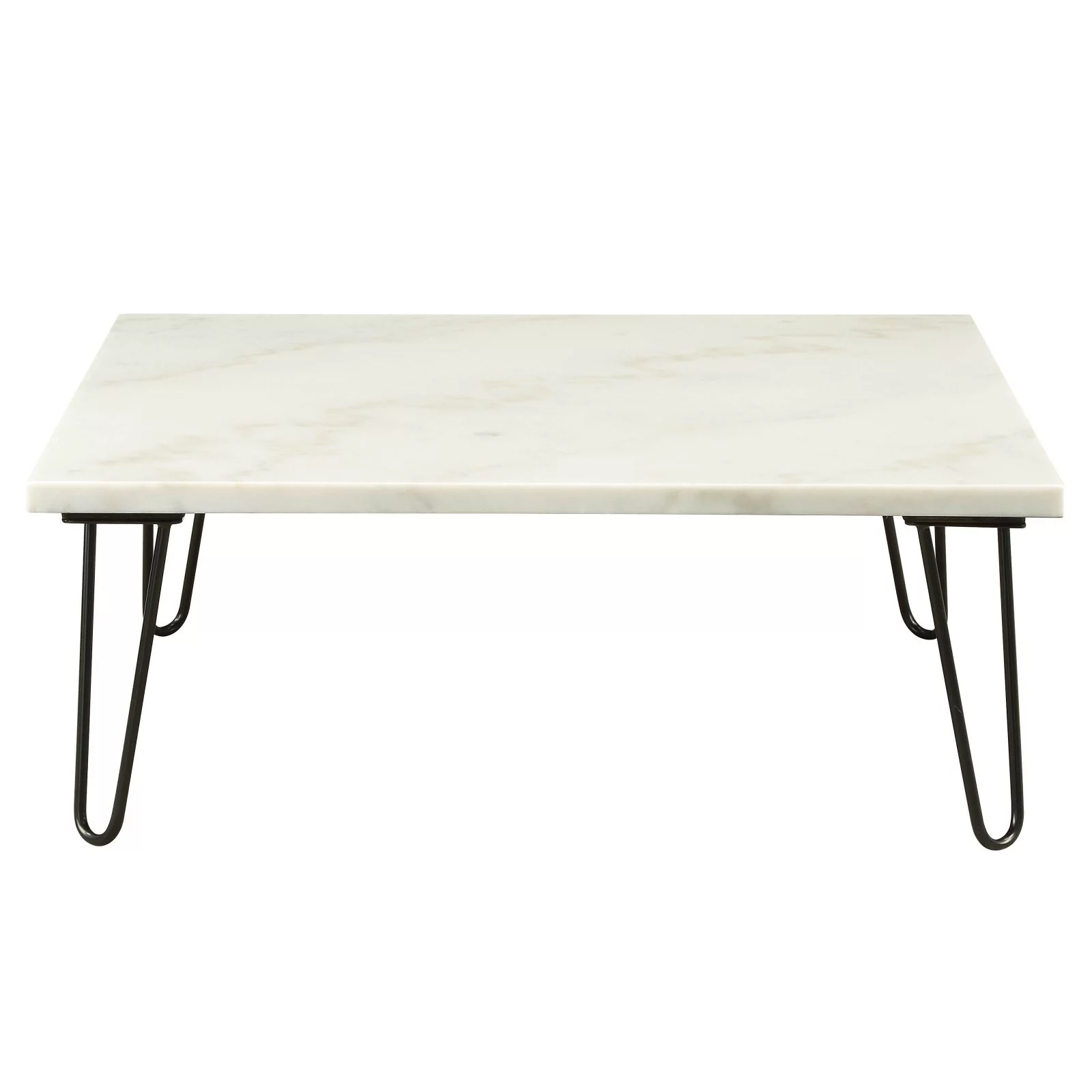 Acme Industrial Coffee Table With White Marble And Black Finish 84500