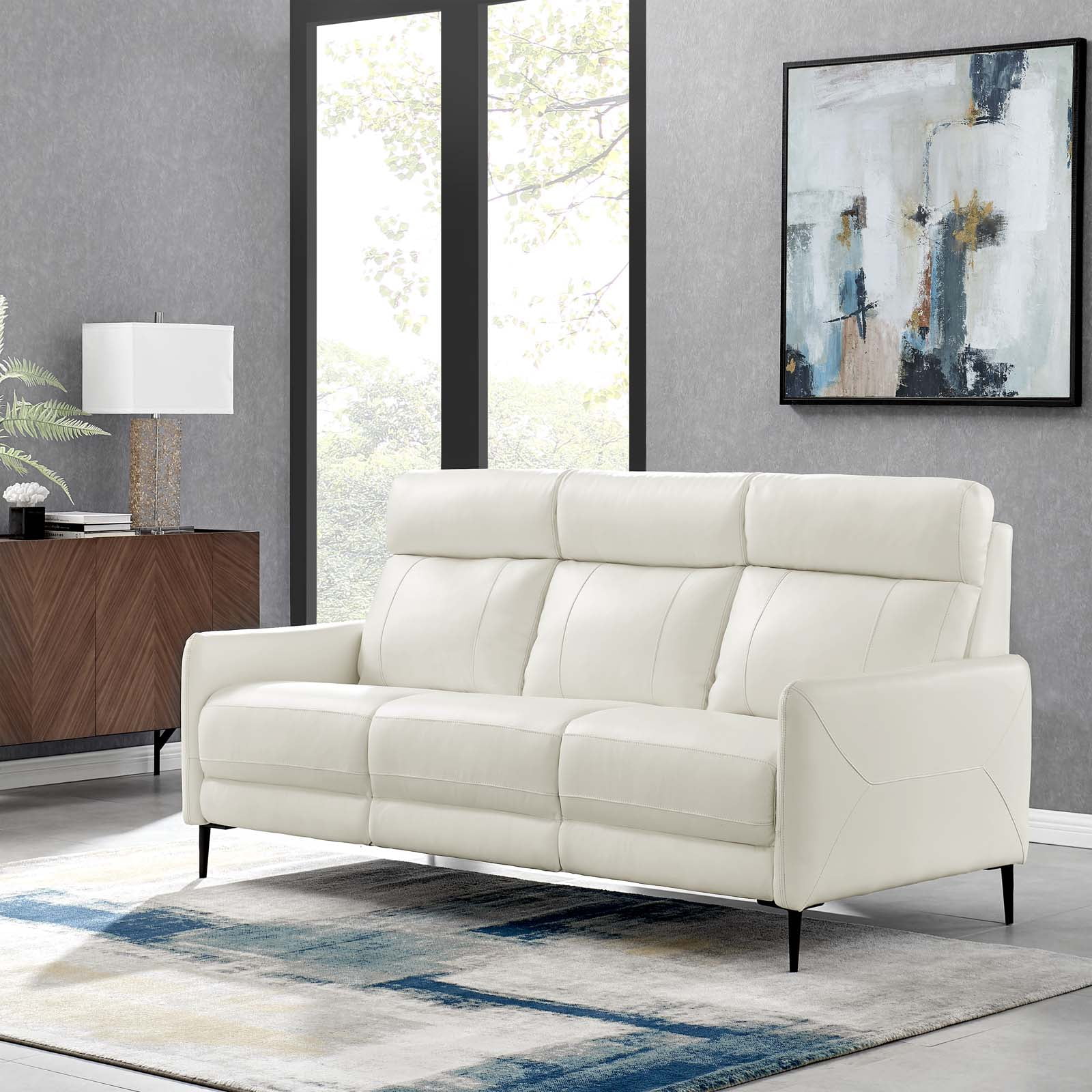 Modway Huxley Leather Sofa in White