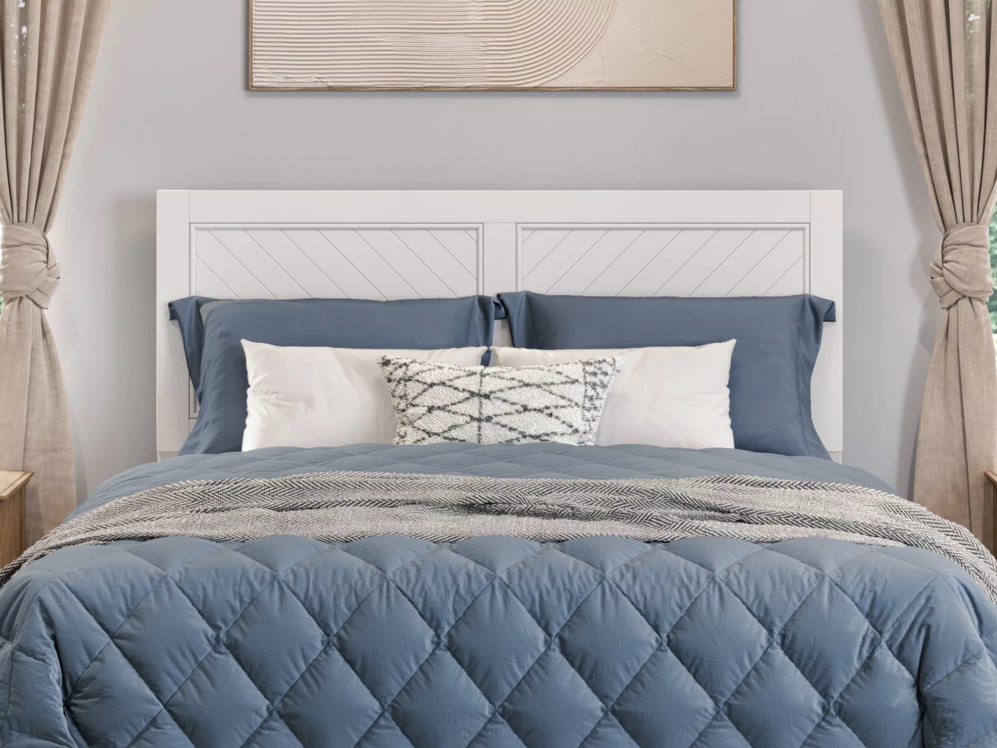 AFI Canyon White Solid Wood Rustic Farmhouse Headboard, Queen