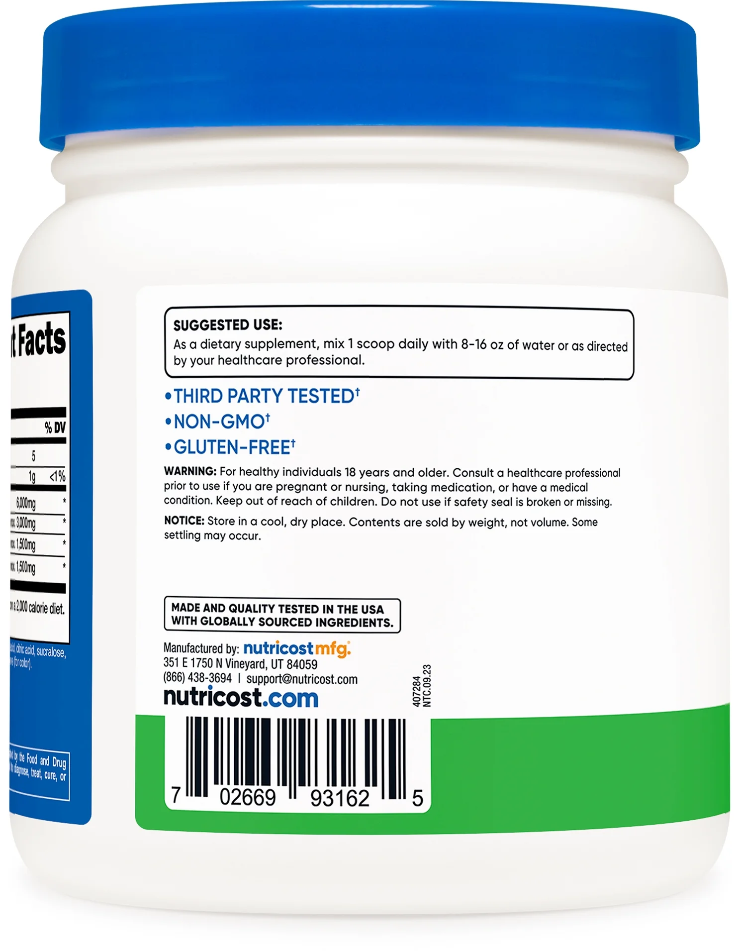 Nutricost BCAA Powder - 2:1:1 (Green Apple), 60 Servings - Non-GMO Supplement