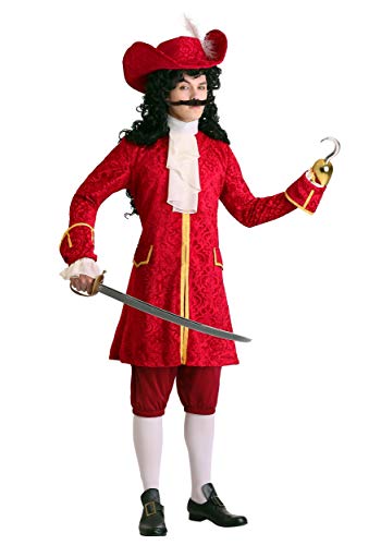 Fun Costumes Adult Plus Size Privateer Pirate, Mens Pirate Captain Attire With A Long Jacket, Cravat, Pants, And Hat