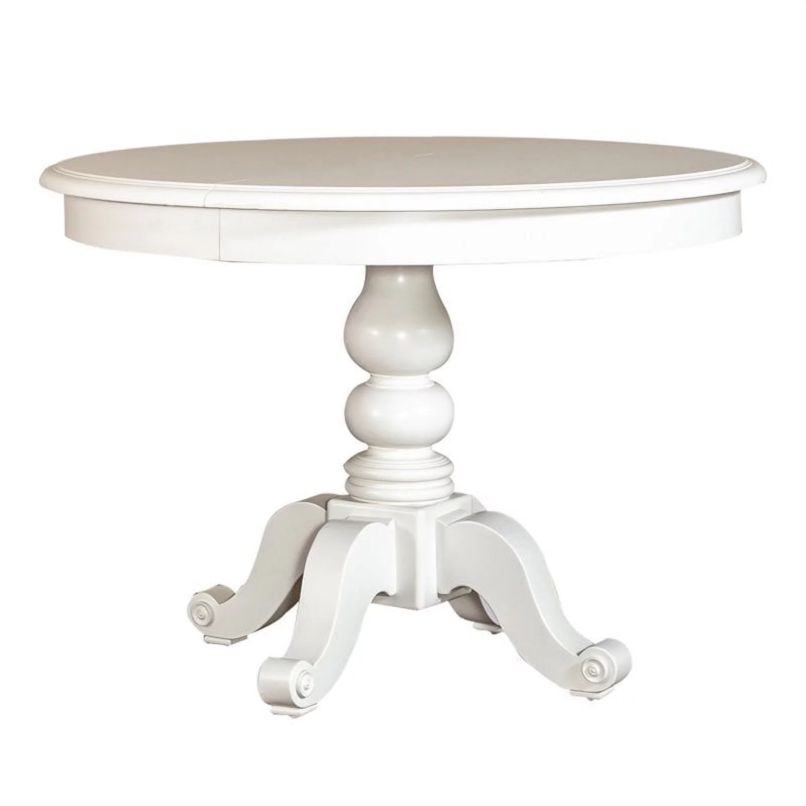 Pemberly Row Transitional Wood Top Round Pedestal Dining Table in White