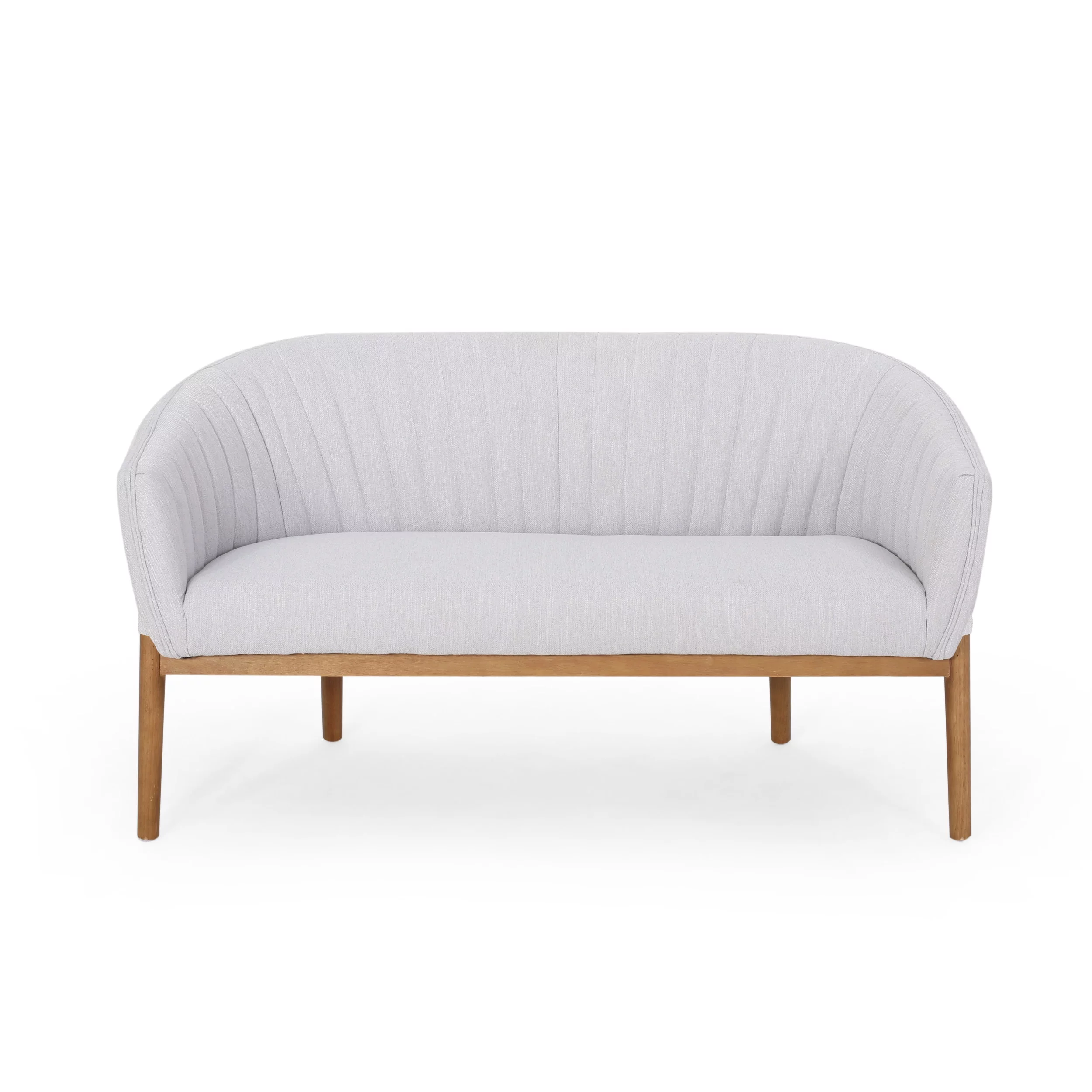 GDF Studio Deborah Mid-Century Upholstered Fabric Loveseat, Mity Gray