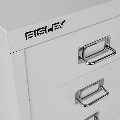 Bisley 10-Drawer Steel MultiDrawer Cabinet - Black, Chrome Pull Handles with Label Holders, Powder-Coated Steel, Removable Drawers, Fits Under Most Desks, Labels Included