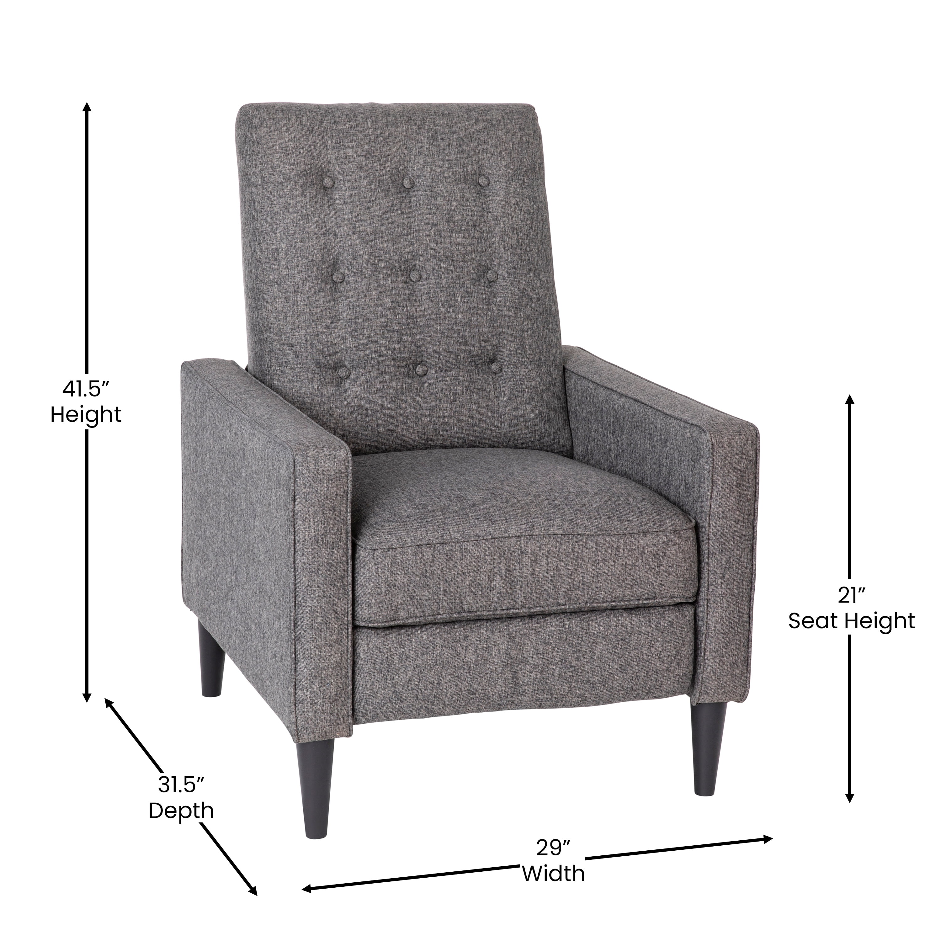 Flash Furniture Ezra Ezra Fabric Push Back Recliner, Gray