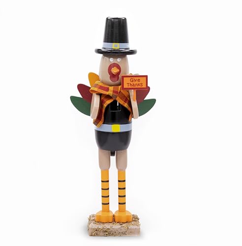 Ornativity Thanksgiving Fall Turkey Nutcracker – Green and Orange Wooden Turkey Nutcracker Holiday Christmas Nut Cracker Doll Figure Home Table Decorations