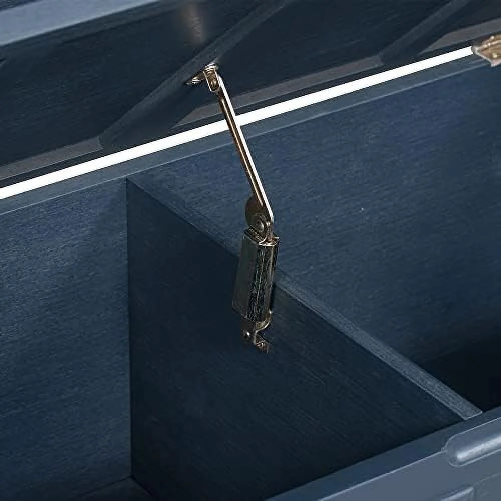 HJZUINIUNIU Rustic Entry  Bench with Hidden Compartments and Removable Cushion  Wooden Entryway Hallway Foyer Shoe Bench Bedroom End of Bed Bench  250lbs Weight Capacity (Antique Navy)