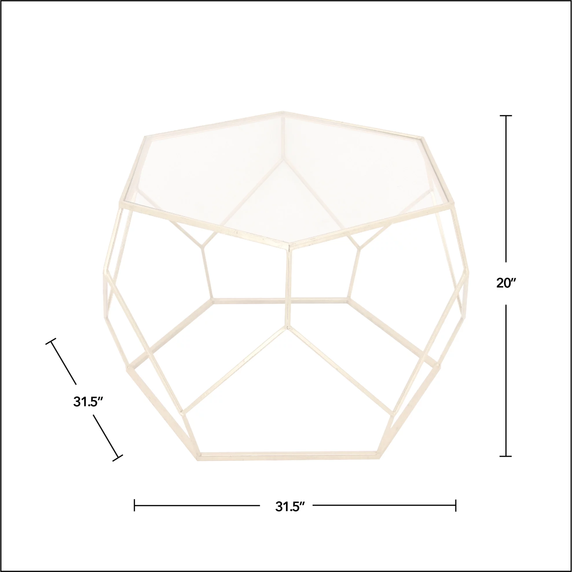 FirsTime & Co. Gold Geometric Glam Coffee Table, Modern, Painted, Hexagon, Metal, 31.5 x 31.5 x 20 in