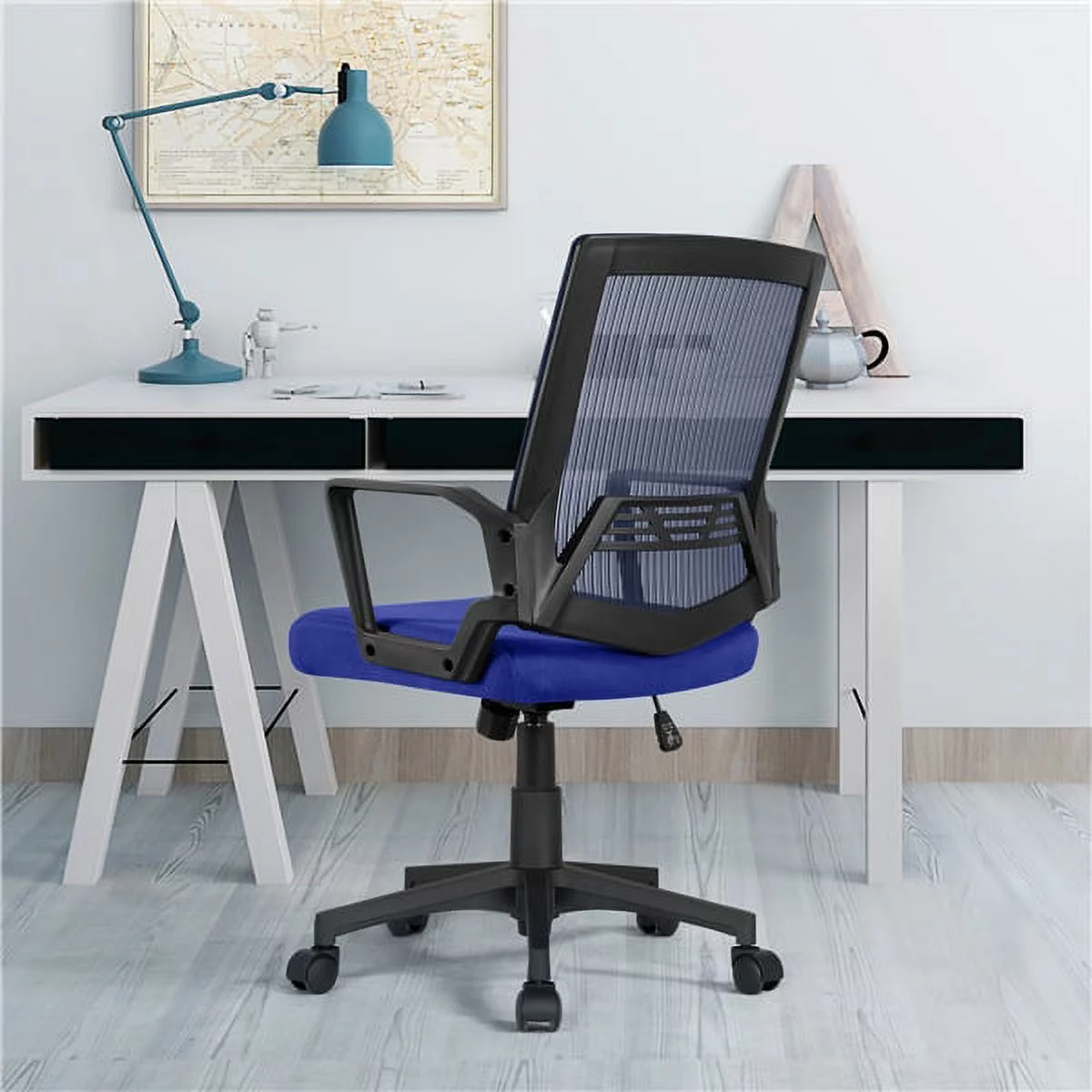 Topeakmart Mesh Office Chair Ergonomic Height Adjustable Computer Chair with 360° Rolling Casters Blue