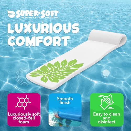TRC Recreation Sunsation Vinyl Coated Foam Swimming Pool Float Mat Adult Lounger with Built-in Roll Pillow