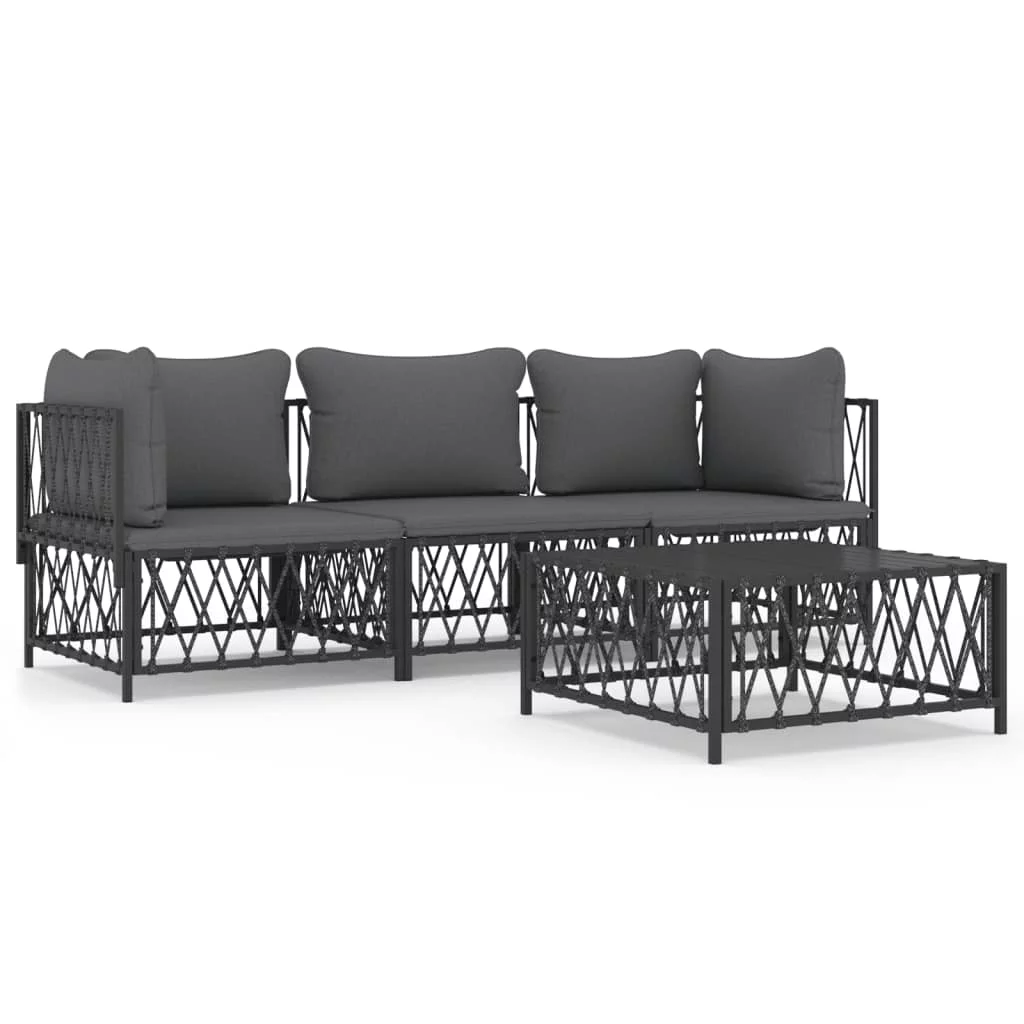 Irfora 4 Piece Patio Set with Cushions Anthracite Steel