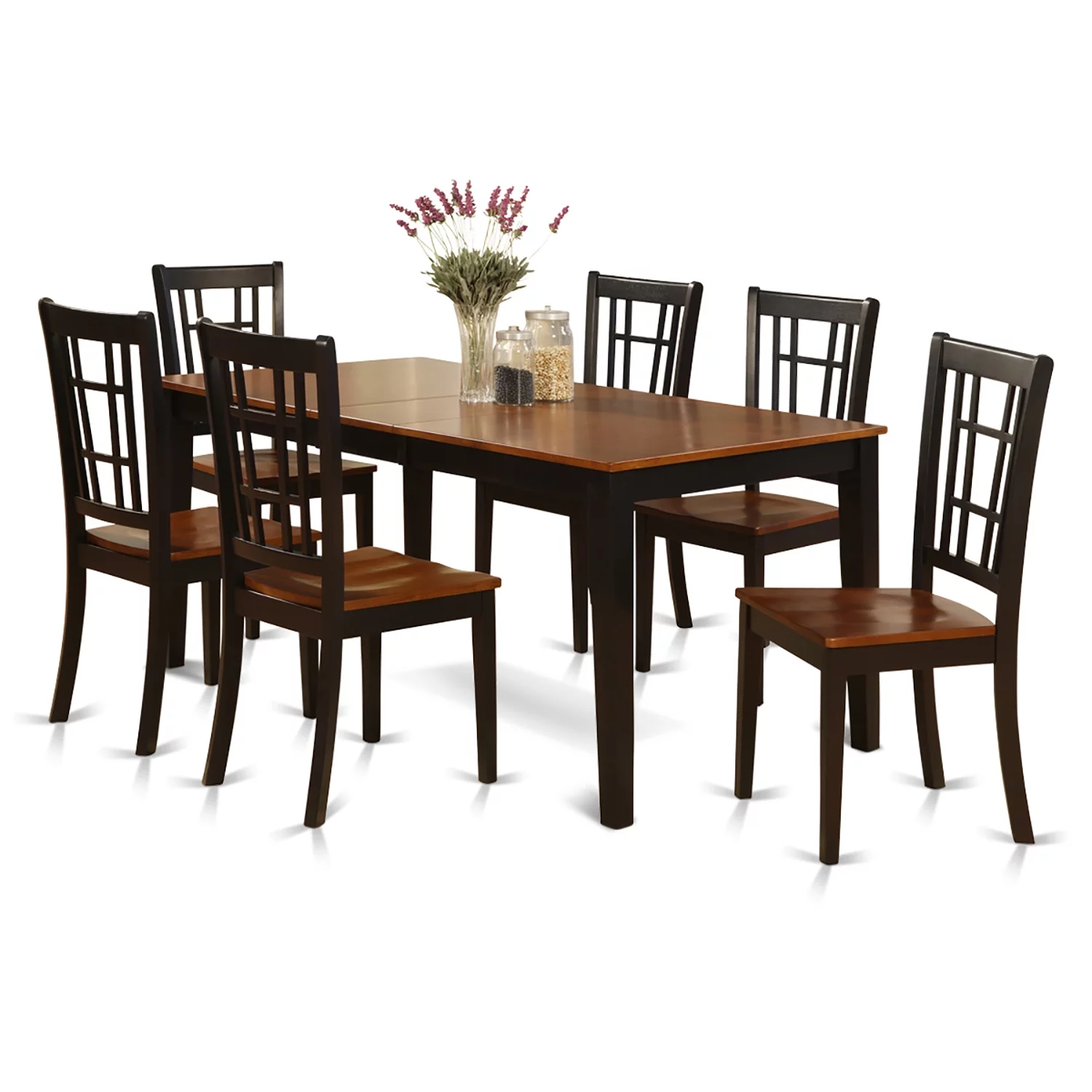 NICO7-BLK-W 7 Pc formal Dining room set-Dining Table and 6 Chairs for Dining room