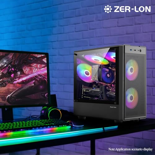 Gaming PC Desktop Computer, AMD Ryzen 5 5500 up to 4.2GHz, Radeon RX 550 4GB, 16G DDR4 RAM, 1TB NVME SSD, WiFi 5.0, Prebuilt Gaming PC Tower Computer with RGB Fan