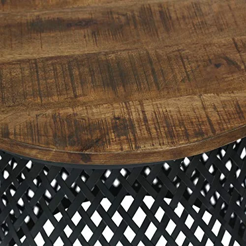 Christopher Knight Home Niver Side Table, Black + Natural