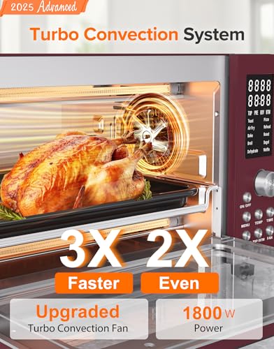 Nuwave Bravo Pro Smart 21QT Toaster Oven Air Fryer Combo, Convection Oven Countertop, 10 functions all in 1, with even & quick crisp technology, 50-450°F, 1800W, Stainless Steel