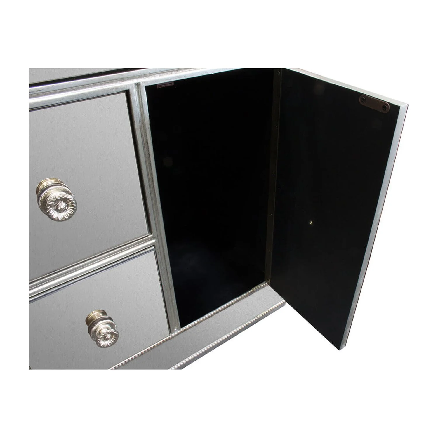 Best Master Jameson 4-Piece Solid Wood Entertainment Center in Silver Antique