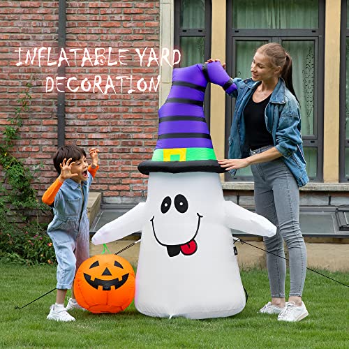 VIVOHOME 8FT Halloween Inflatable Yard Decor, Giant Red Ghost, Outdoor Blow Up with Built-in LED Light for Lawn, Garden, Party